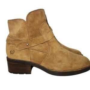 Born Boots Womens Size 8M Tan Suede Heeled Ankle Zip Western Casual Leather